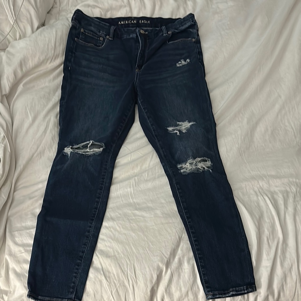 American Eagle Outfitters Blue Jeggings with Distressed Details